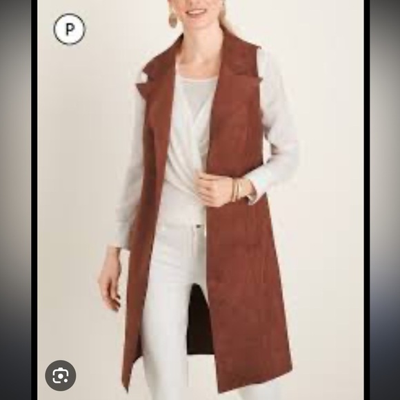 Chicos elongated faux suede vest new size 4 20/22 - Picture 1 of 10